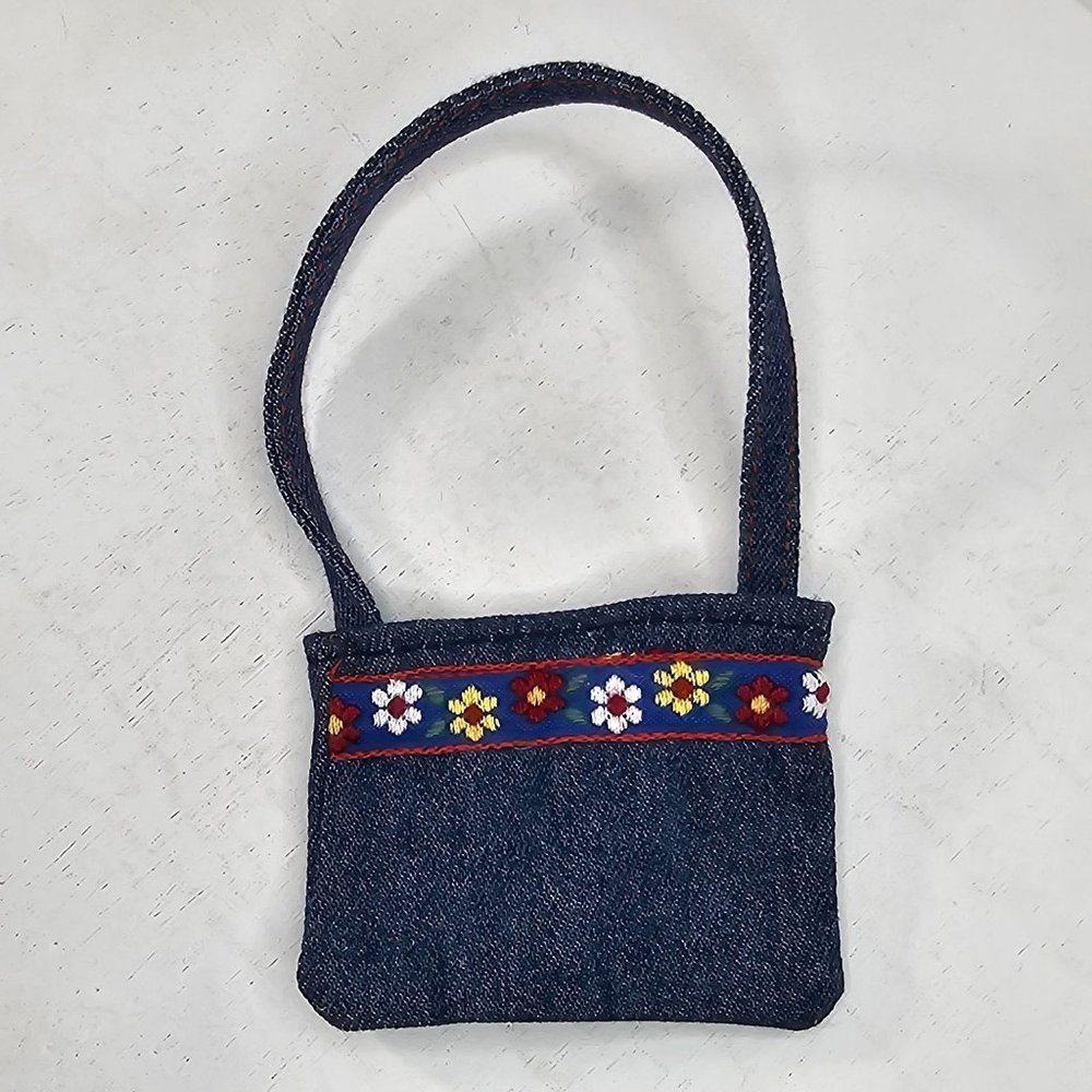 Vintage Build A Bear Jean Purse Flower Edge Bag